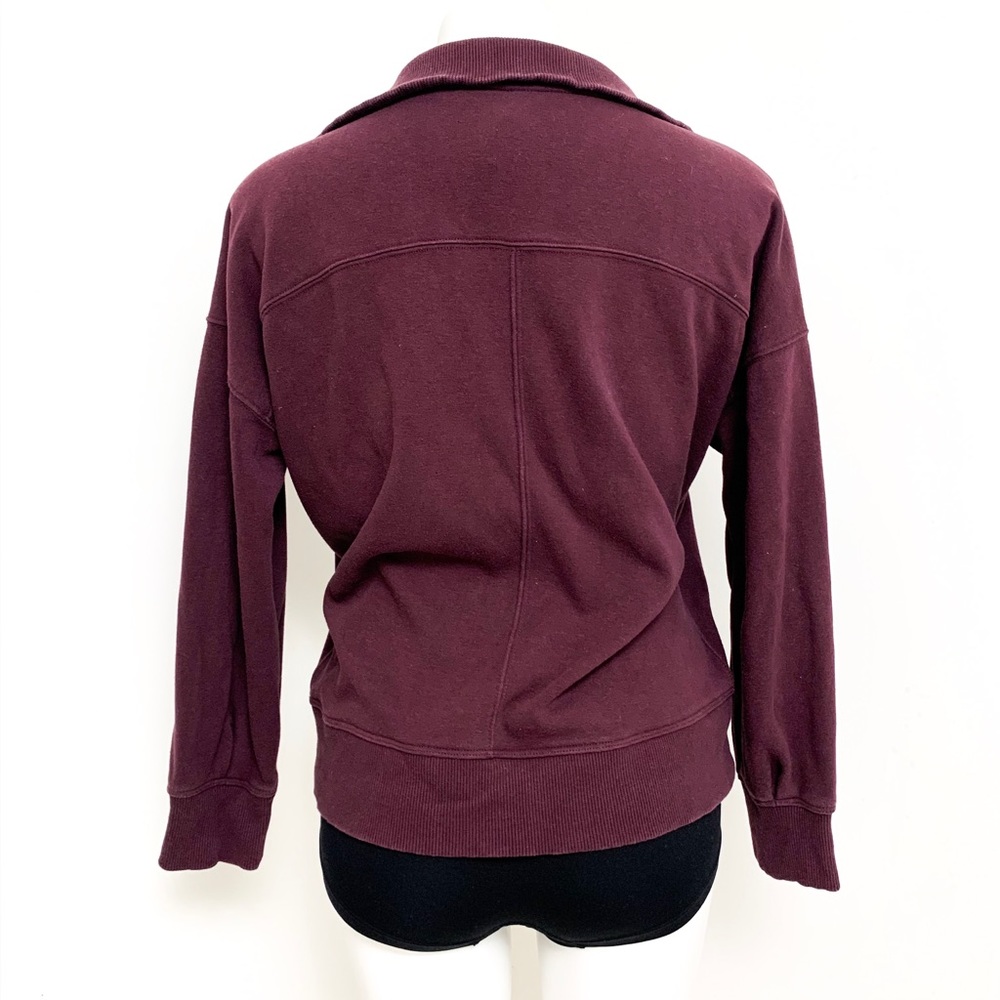 Athleta Burgundy Mock Neck Knit Sweater  half zip - Picture 4 of 6